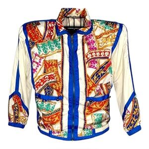 Y2K Vintage East West Baroque Print Windbreaker Jacket S